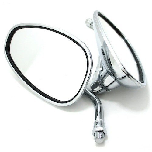 Espejos para motocicleta chopper cromados HF828 tipo Harley 10mm Alessia