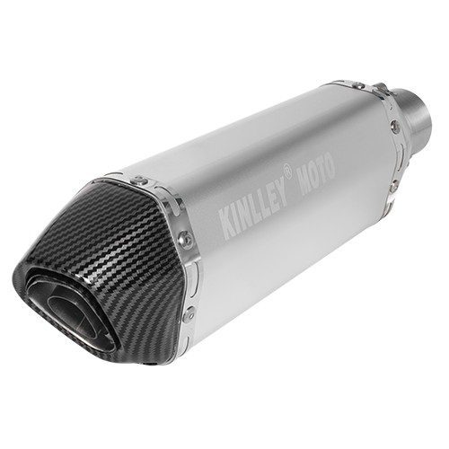 Escape para motocicleta universal deportivo Plata con fibra de carbon de 35mm a 51mm H Kinlley