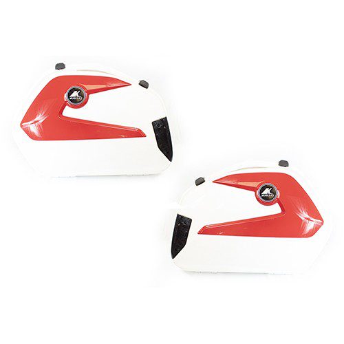 Alforjas rigidas porta equipaje para motocicleta 20L rojo con blanco universal Kinlley