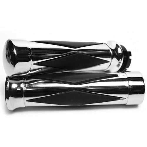 Puños de aluminio rombo cromados/negros 1 pulgada Kinlley