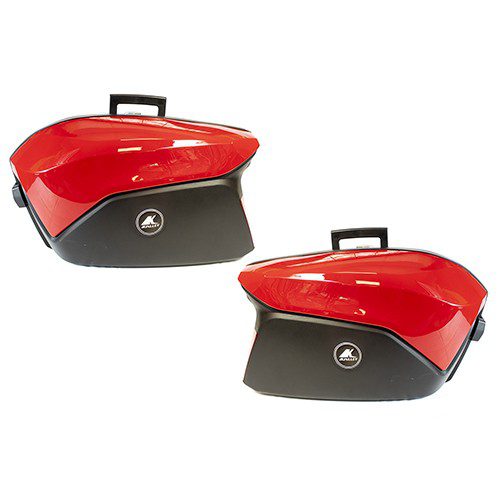 Alforjas rigidas porta equipaje para motocicleta 37L rojo con negro con luz universal Kinlley