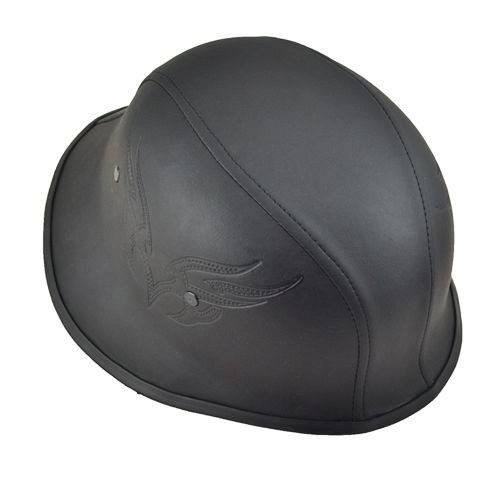 Casco para motocicleta tipo nazi negro tribal piel L