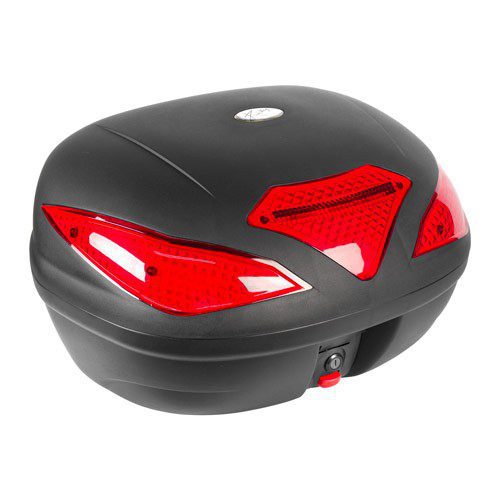 Caja porta equipaje para motocicleta 43L negra con led base metal Kinlley