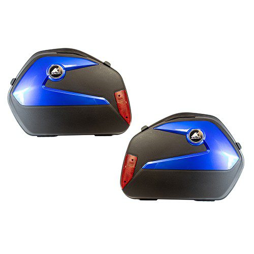 Alforjas rigidas porta equipaje para motocicleta 20L negra con azul universal Kinlley