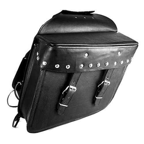 Alforja lateral para motocicleta de cuero sesgada mediana HMR