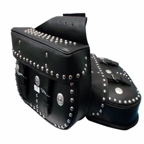 Alforjas laterales para motocicleta de cuero cuadrada grande HMR