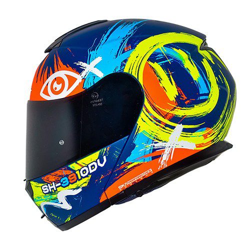 Casco abatible para motocicleta Shaft SH3910 Brush Stroke Azul Navy Talla XL