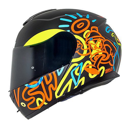 Casco abatible para motocicleta Shaft SH3910 Art Negro Naranja Matte Talla L