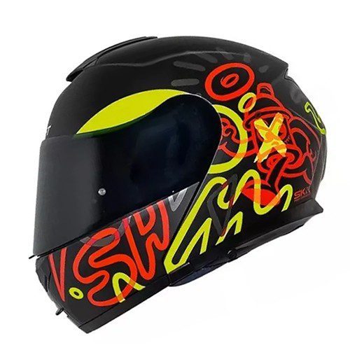 Casco abatible para motocicleta Shaft SH3910 Art Negro Matte Rojo Talla L