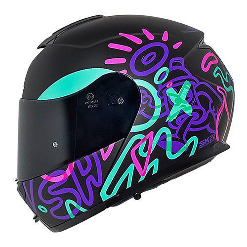 Casco abatible para motocicleta Shaft SH3910 Art Negro Matte Purpura Talla S