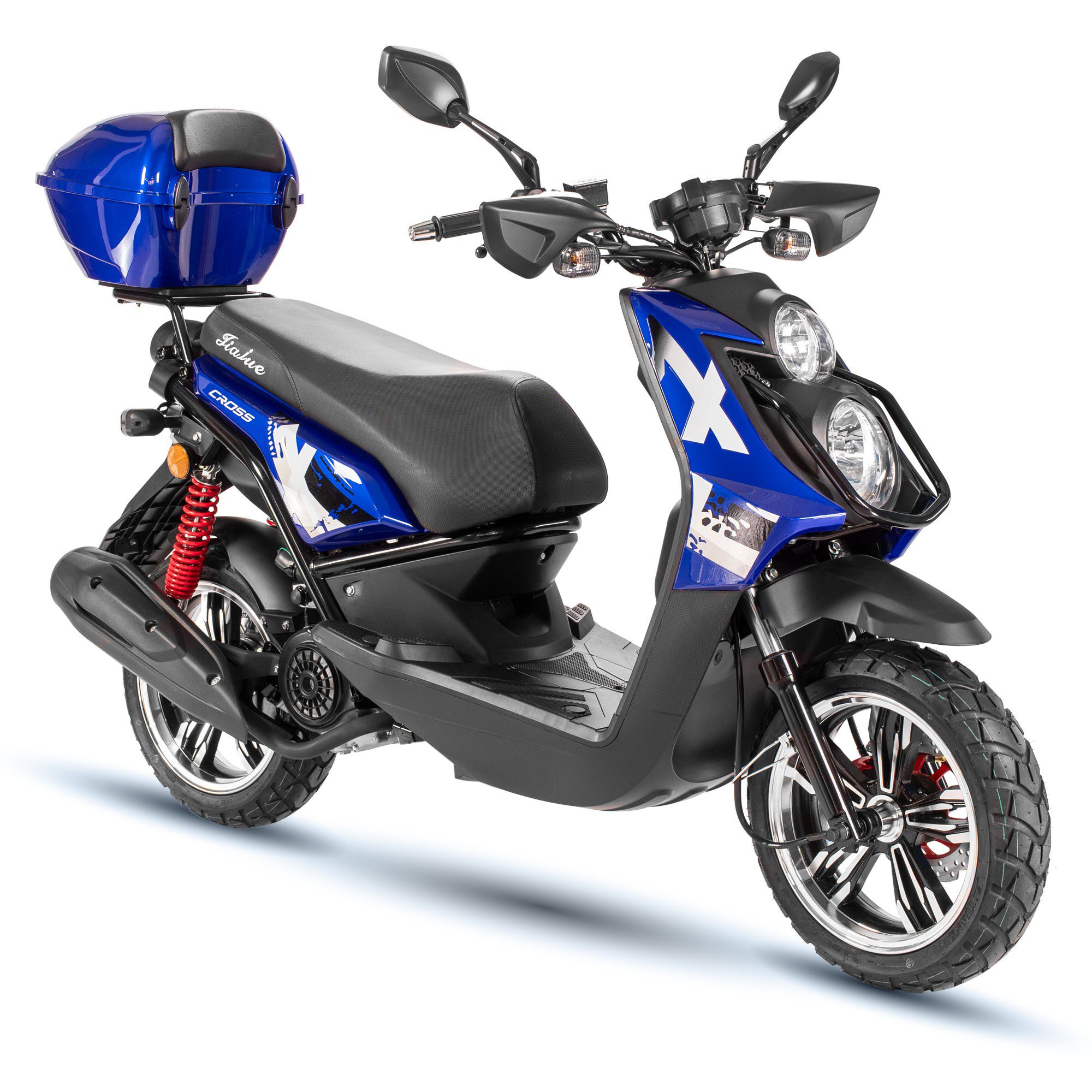 Motocicleta Jiajue Cross 150cc azul con caja