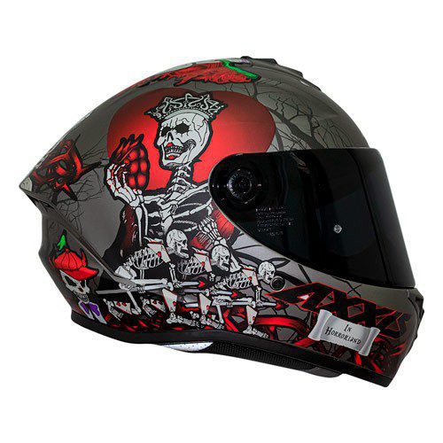 Casco integral para motocicleta Axxis Draken Horrorland Mate/A2 Titanium Talla M