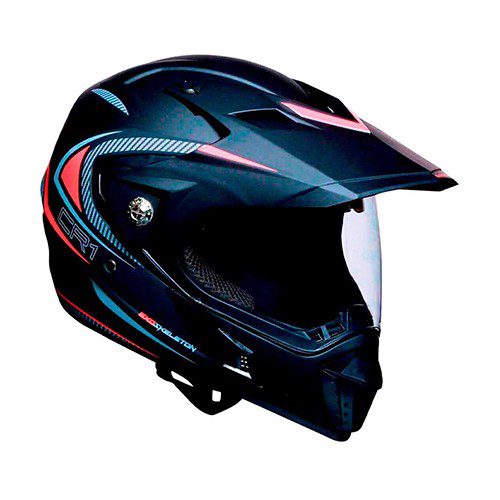 Casco para motociclista cerrado con bluetooth Ventec exoskeleton Negro / Rojo CR1 Talla L