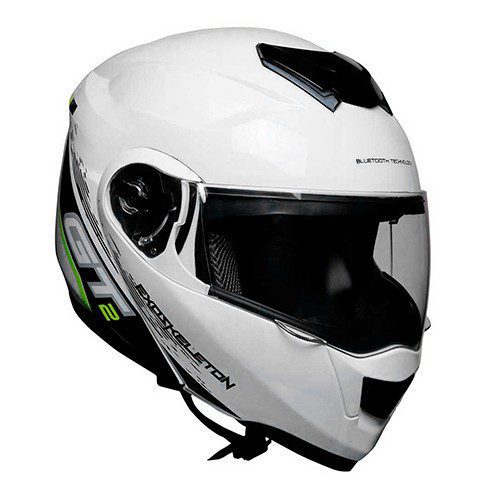 Casco para motociclista abatible con bluetooth Ventec exoskeleton Blanco / Amarillo GT2 Talla L