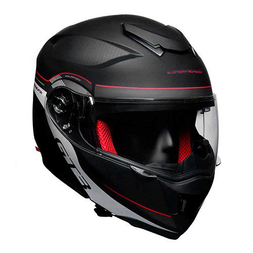 Casco para motociclista abatible con Bluetooth Ventec exoskeleton  Negro / Blanco GT3 Talla M